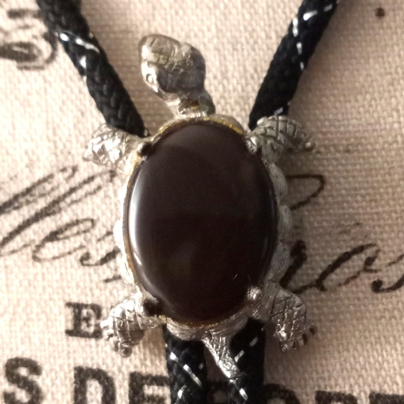 Brighton Other - Unique Vintage Silver Black Turtle Bolo Tie